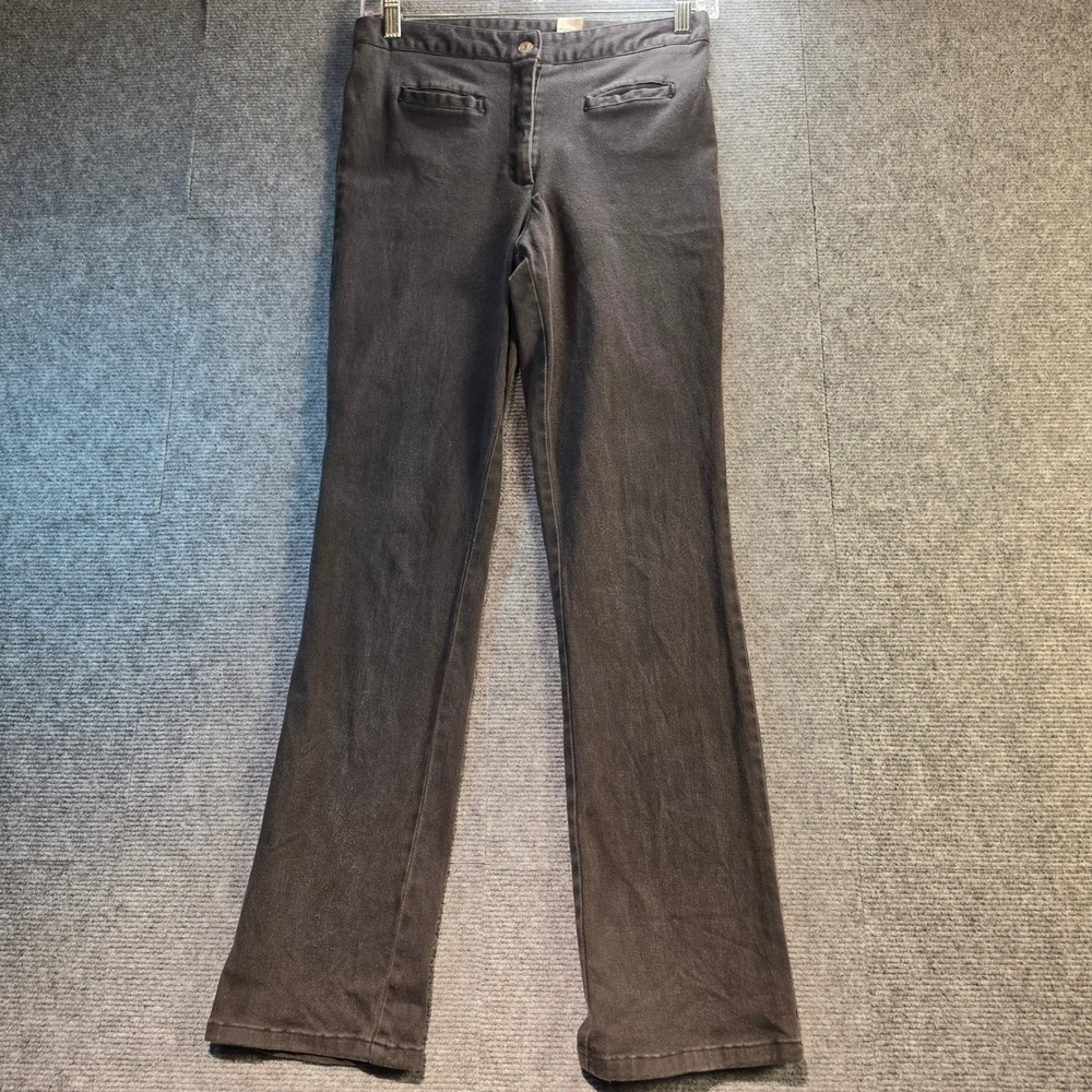 Express Flare Pants Women 7/8 Black Good Vintage Y2K Mid Rise Stretch Trousers
